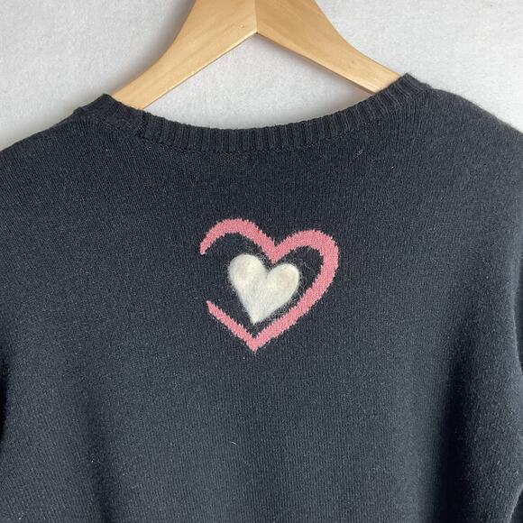 LOVE Sweater by Charlie B Black Long Sleeve Needle Felt Medium - Picture 6 of 12